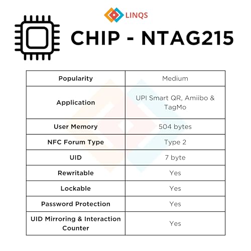 LINQS® - High Memory NXP NTAG215 RFID/NFC Stickers (Set of 6) | Waterproof | Compatible with All RFID/NFC Phones, Amiibo & TagMo