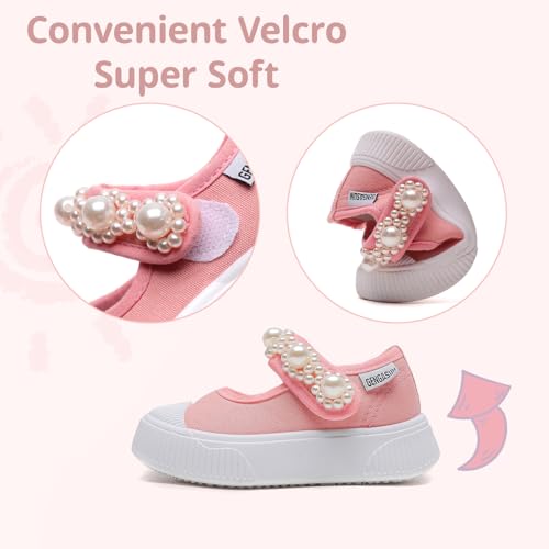 Girls Sneakers Kids High Top Casual Canvas Shoes with Hook & Loop Closure Gradient Color Pinky Heart3