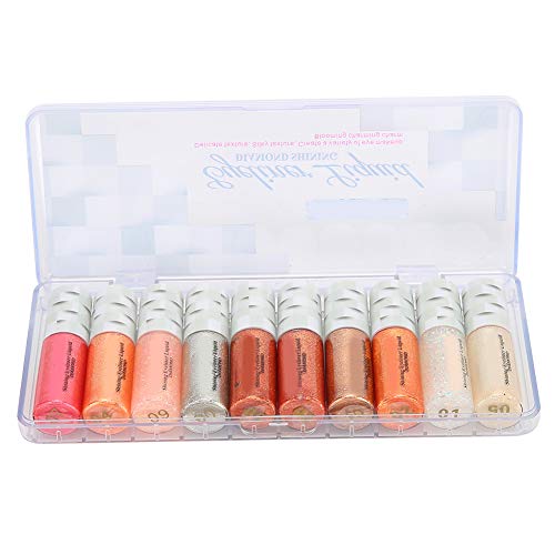 Eye Shadow, 10 Colors Glitter Eyeshadow Liquid Long Lasting Eye Shadow Pigmented Cosmetic Tool Set