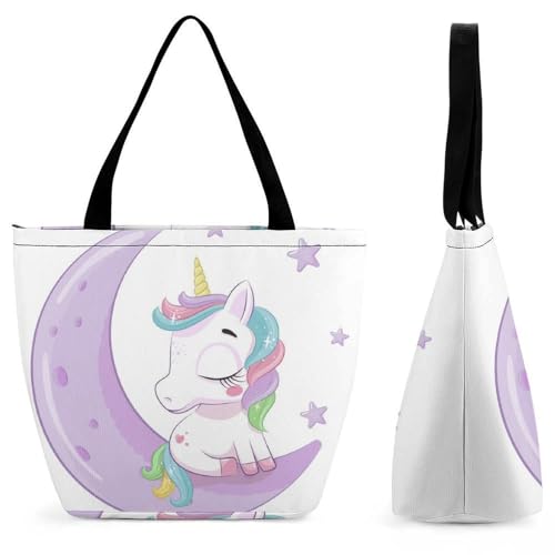 Sac à bandoulière femme licorne mignonne grand sac à main lune