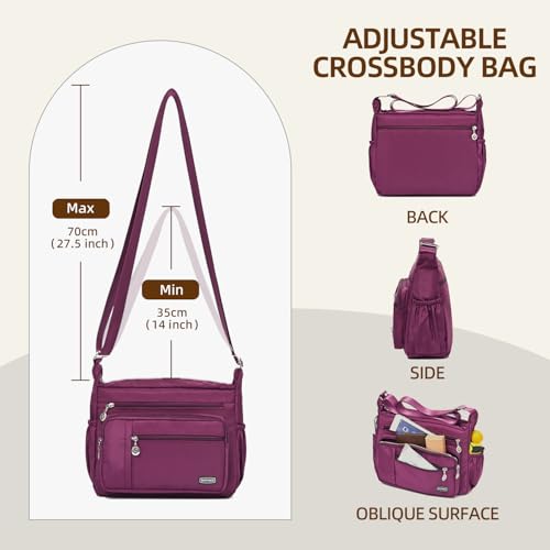 Image of Crossbody Bag for Women,Multi Pockets Cross Body Purses for Women, Ladies Shoulder Bag, Travel Purses and Handbags