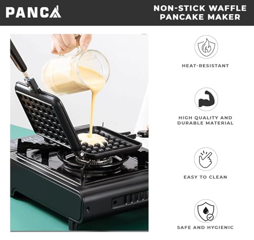 Image of PANCA Non-Stick Gat toster Maker | Waffles at Home | Gas Compatible Super Heavy Thickness (Waffle Maker)