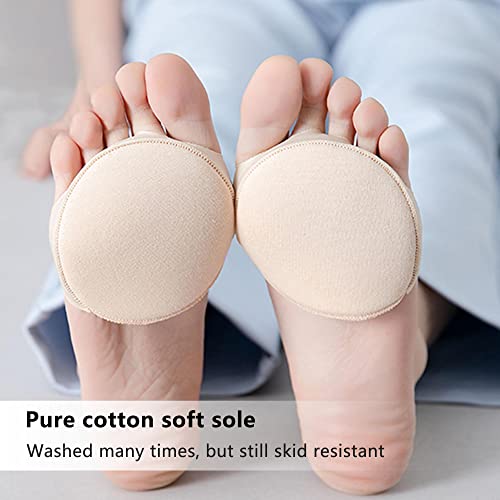Image of Ball of Foot Cushions Pads,4 Pairs Honeycomb Fabric Forefoot Pads for Metatarsal Pads,No Show Women's Half Socks Pads Invisible Toe Topper Liner Socks Sponge Cushion (4 Pairs-2 Beige 2 Black)