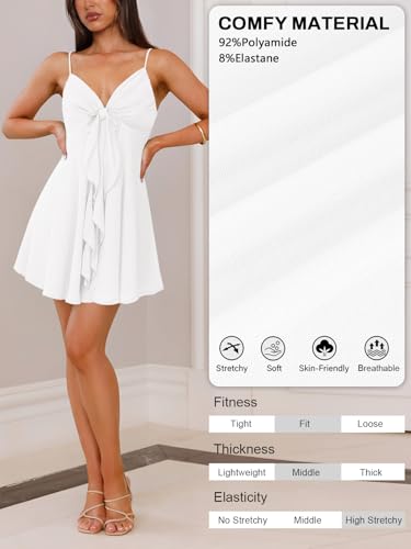 Women Sleeveless Sexy V Neck Summer Dress for Women Casual Flowy Beach Club Party Spaghetti Strap Mini Sundress4