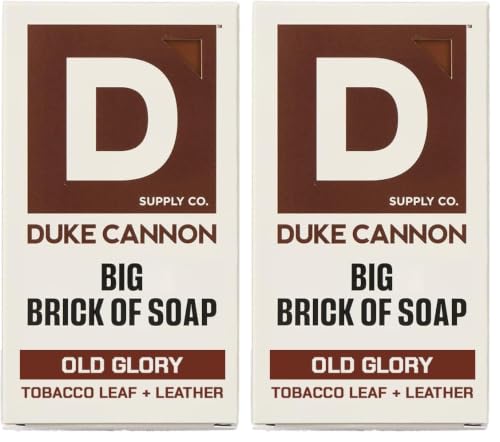 Image of Duke Cannon Big Brick of Soap, Old Glory | 10oz Triple-Milled Bar Soap for Men | Long-Lasting, Masculine Scent of Leather and Tobacco Leaf | Natural Oils | Supports U.S. Veterans (Pack of 2)