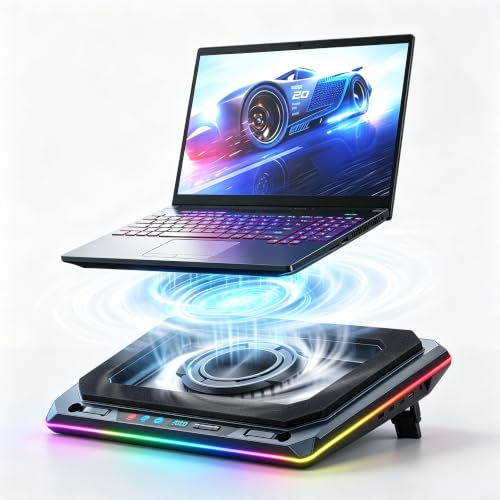 Enfriador de aire presurizado para laptop de 15, 17, 19 y 21 pulgadas con luces RGB
