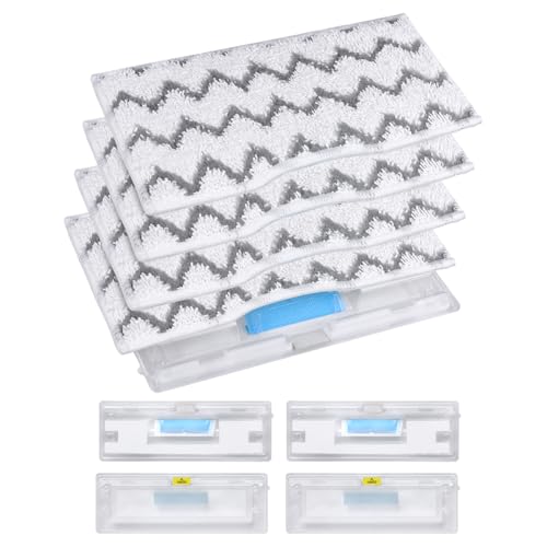 Reusable Mop Pad Refills Compatible with Shark VACMOP VM252 VM250 VM205 VM200 VM190 VC205 QM250, Vacuum Mop Pad Refills, Washable mop pad with Reusable Dirt Chamber(4+4 Packs)