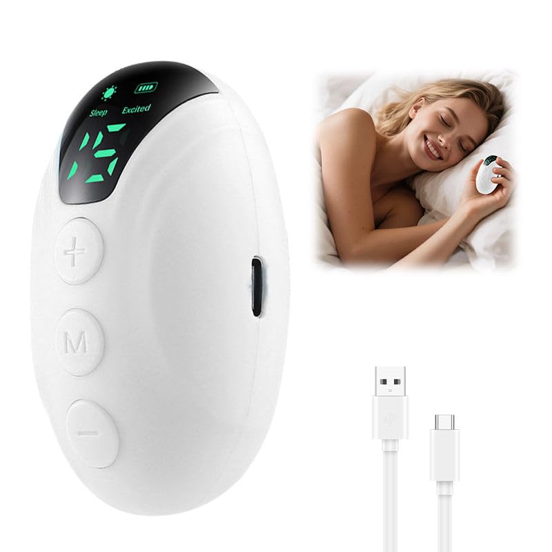 EMS Sleep Aid Device with Pulse Stimulation | Handheld Relaxation Tool with LED Display | USB Rechargeable Sleep Support Device (White)-image-36