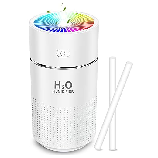 Portable Mini Humidifier,360ml Small Cool Mist Humidifier with 7-Color LED Night Light,USB Personal Desk Humidifier for Bedroom,Whisper Quiet Air Humidifier for Car Babies Room Office Travel(White)