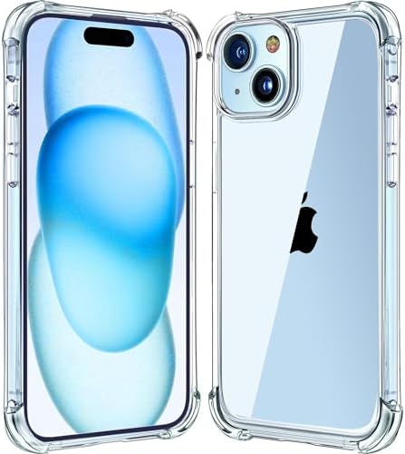 Melomon Clear Case for iPhone 15 (6.1-Inch), with Shockproof Airbag Drop Protection, Anti-Scratch Clear Phone Bumper Cover for iPhone 15, Transparent