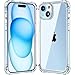 Melomon Clear Case for iPhone 15 (6.1-Inch), with Shockproof Airbag Drop Protection, Anti-Scratch Clear Phone Bumper Cover for iPhone 15, Transparent
