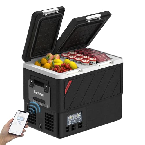 Setpower 12v Refrigerator with APP Control, 48QT Dual Zone 12V Fridge Freezer,Electric Coolers for vehicles ac/dc,Car Refrigerator 12v Portable Fridge for Car,SUV,Truck,RV,Camp,Travel,Road Trip,DT45