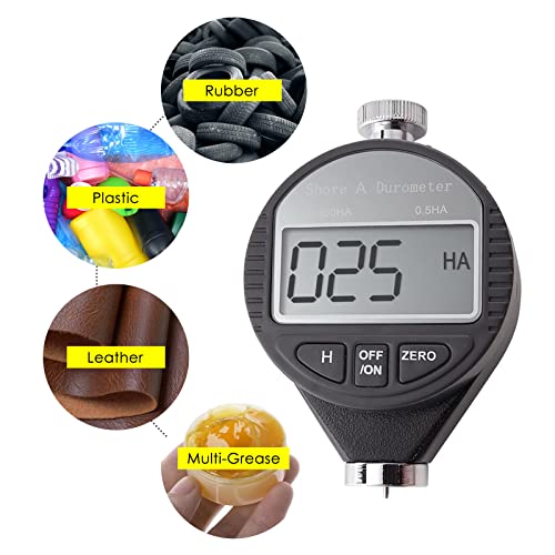 Image of Rubber Hardness Tester, Shore Type A Hardness Tester Digital Durometer 0~100HA Portable Surface Hardness Tester with Large LCD Display for Tire, Plastic, Leather, Wax