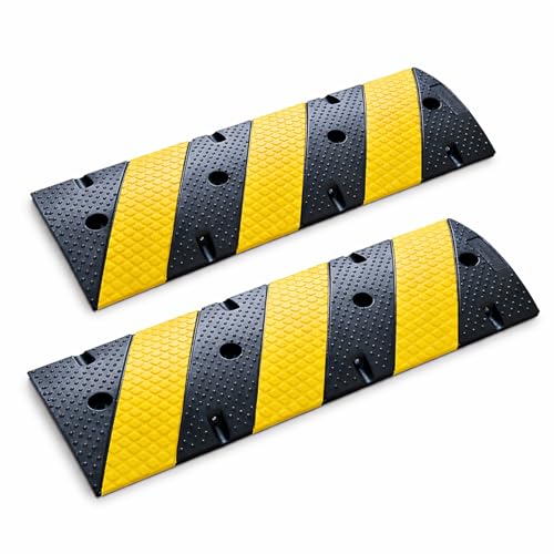 Image of BESEA 36 inch Rubber Speed Bumps for Driveway 2 Pack, Portable Heavy Duty