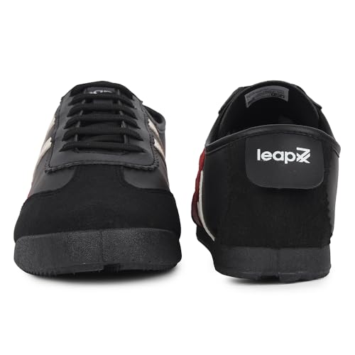 Image of Liberty LEAP7X Black Sneakers for Men - Memory Foam Lace-Up Casual Wear