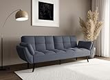 gris foncé DecoInParis Canapé clic clac 3 Places en Tissu Gris foncé Nara