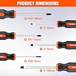 ValueMax 6-Piece Magnetic Screwdriver Set, 3 Phillips and 3 Flat Tip Screwdrivers, Non-slip Handle Screw Driver Set Kit - Image 2