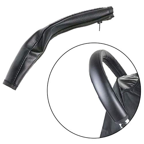 Wenxiaw Kinderwagen Griffbezug Kinderwagen Zubehör Griffschutz Buggy Zubehör PU Leder Kinderwagen Armlehne Schutzhülle Staubdicht PU Lederbezug Wasserdicht, Nimmt Schweiß Auf, Schwarz Cover