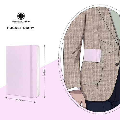Image of Jhingalala Diaries - Fabric Cover Hardbound Pocket Journal Notebook I Fabric Series Journal Diary For Girls and Women I Pocket Diary With Elastic Closure I Size A6 I 192 Ruled Pages (Levender Pink)