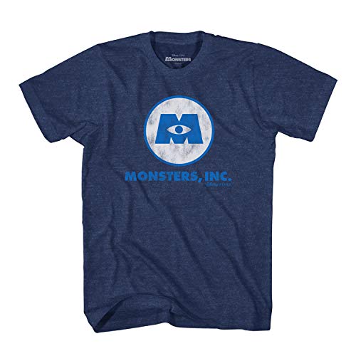 Disney Pixar Monster Inc Logo Symbol Adult T-Shirt (Navy Heather,Medium)