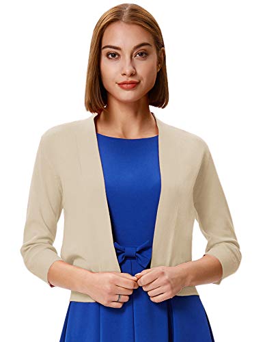 Image of GRACE KARIN Women Cardigan Sweaters Lightweight Knit Cropped Cardigans Trendy 3 /4 Sleeve Shrug Bolero S-3XL