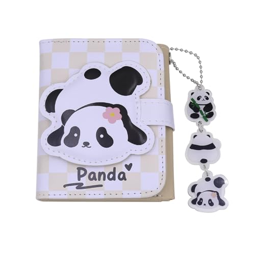 Cute Wallet for Women Girls Tri-folded Wallet PU Leather Cash Pocket Card Holder Coin Purse Holiday Gifts,Black Panda
