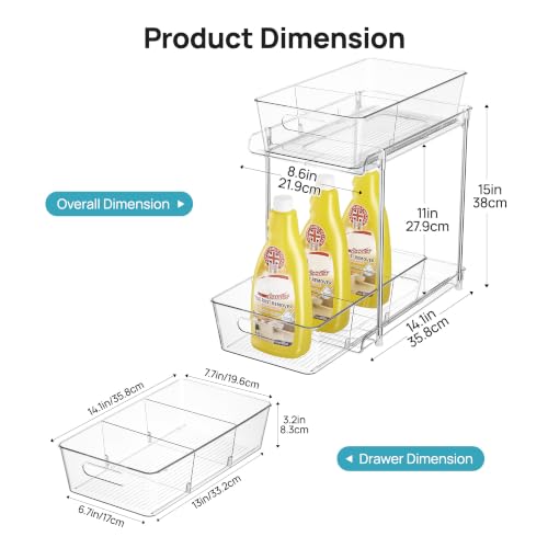 Image of Vtopmart 2 Pack Plastic Larger Higher Bathroom Kitchen Under Sink Organizer (M-Higher)