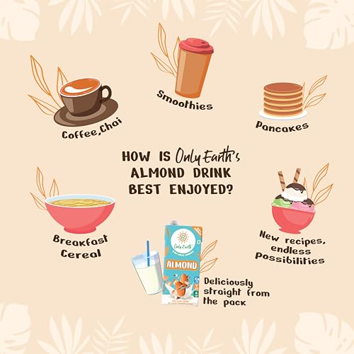 Image of Only Earth Almond Milk - Barista Edition | Unsweetened Plant-Based Milk | Sugar Free | Non-Dairy & Lactose-Free | High in Calcium & Vitamins D, E, B1, B2, B12 | Preservative-Free | 1L (Pack of 12)