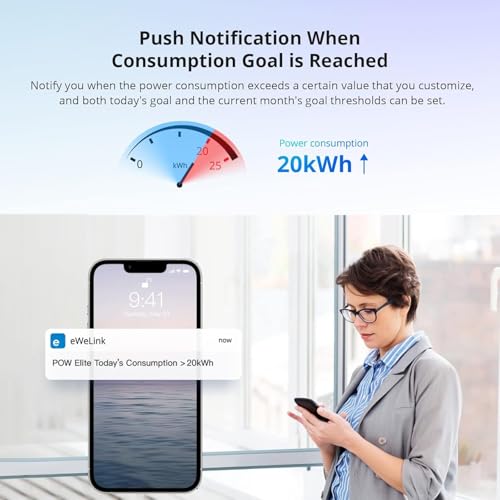 Image of Ledgebit POWR320D Elite Wi-Fi Smart Power Meter Switch with LCD | 20A Load | 6-Month Data History | Overload Protection | Alexa & eWeLink Compatible