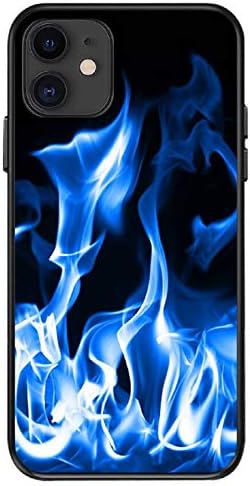 BLLQ Soft Silicone Slim Gift Case Compatible with iPhone 11 6.1",Fire Blaze Design Black Case Compatible with iPhone11 6.1 inch Blue-Black(11)