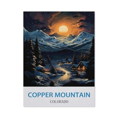 BEAYODKP Copper Mountain, Colorado – Affiches de voyage vintage，Décoration murale - Plaque en métal pour bar, pub, club, grotte(30x40cm 12x16 inch-CW14