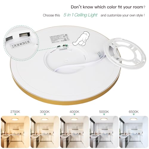 Image of Brightever 12 Inch LED Flush Mount Ceiling Light Fixture, Dimmable, 3200LM