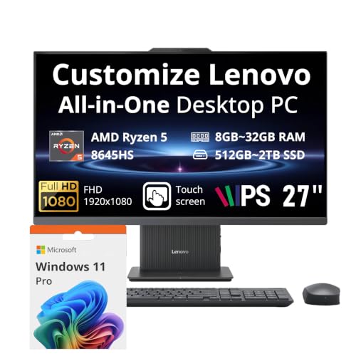 Image of Hotface Customized Desktop, Created Using Lenovo 27 inch FHD Touch All-in-One Desktop, AMD Ryzen 5 8645HS, 8GB / 16GB / 32GB RAM, 512GB / 1TB / 2TB SSD, 5MP Camera, Wireless Keyboard & Mouse, Win11 Pro, Gray