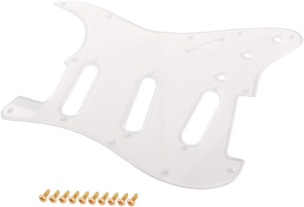 Alnicov 11 Hole PVC Clear SSS Guitar Pickguard Scratch Plate With Gold Screws for ST Electric Guitar - Image 3