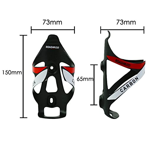 ROADNADO Carbon Water Bottle Cage 25g MTB Water Bottle Cage Carbon Fiber Bike Water Bottle Holder Ultralight Lightweight Cycling Bicycle for Mountain Bike Road Bike BMX Grey/Red