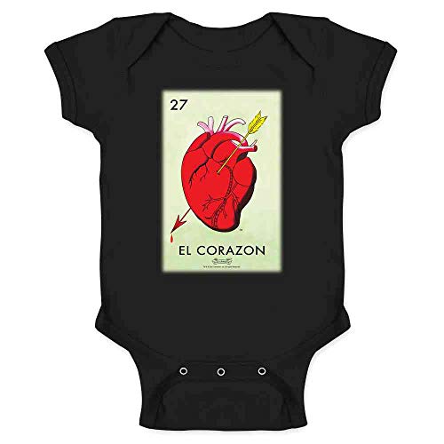 Pop Threads El Corazon Heart Loteria Card Mexican Latina Graphic Shirt Bodysuit Toddler Black 6M