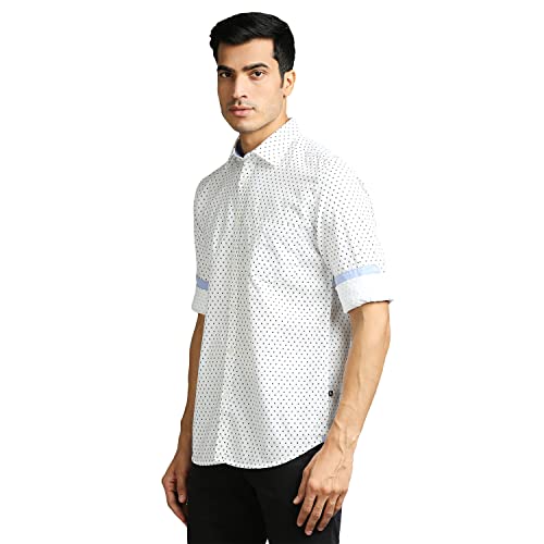 Image of Parx Men's Full Sleeve Slim Fit White Casual Shirt