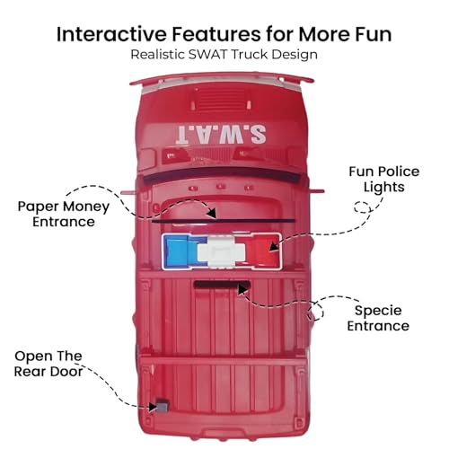 Image of Cable World Dual Function Police Car Piggy Bank for Kids, Electronic ATM Bank Toy, Battery Oprated 3D Light & Music Police Car, Money Savings Box Mini ATM Coin Bank for Boys & Girls Ages 3+