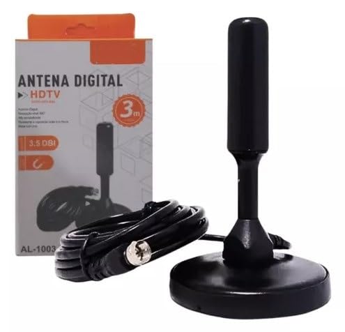 Antena Digital HDTV com Cabo de 3 Metros, Preto