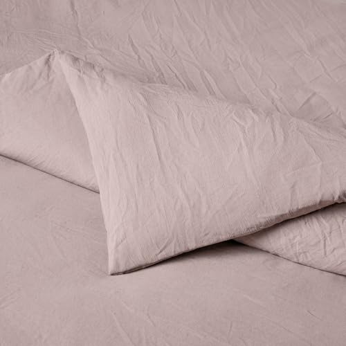 Amazon Basics 3-Piece Brushed Microfibre Bedding Set, Extra Soft, Relaxed Lived-In Look with Natural Creases, No Ironing Required, King size, Duvet Cover 225x220 cm & 2 Pillowcases 50 x 80 cm, Purple - Image 3