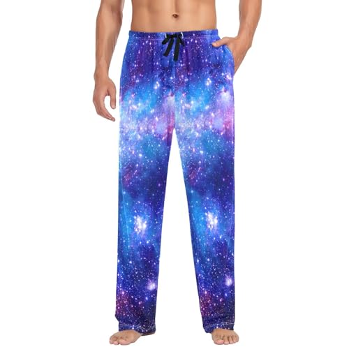 ALAZA Nebula Gas Cloud Deep Outer Space Men's Pajama Pants Men Cotton Pajama Bottoms with Pockets, S