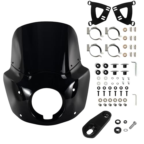 Image of FATECIM Motorcycle 5.75 inch Headlight Fairing with 11 inch Dark Smoke Windshield Windscreen & 35-41mm Mounting Hardware For Harley 86-15 Sportster 1200 Iron 883 XL883N Sportster 1100