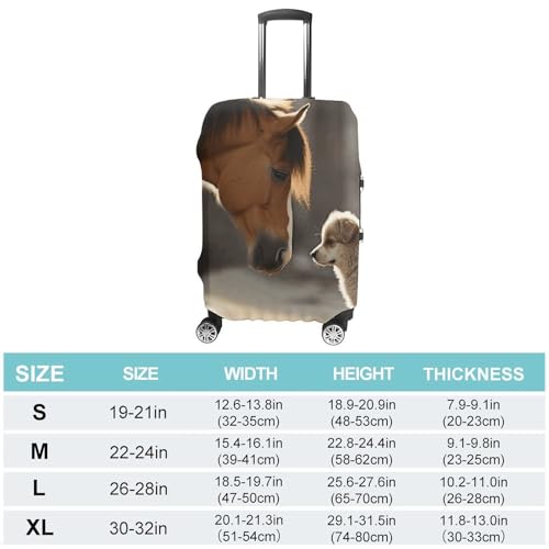 Cute Dog And Horse Luggage Cover, Washable Elastic Suitcase Cover Protector Fit 18-32 Inch Luggage2