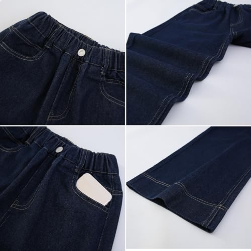 Baggy Jeans for Girls Wide Leg Elastic High Waisted 𝐕intage Pants Fall Straight Leg Denim Trousers with Pokets3