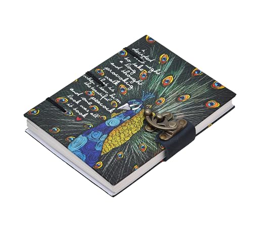 Image of CRAFT CLUB Peacock Print Diary In Euro Binding With 100% Recycled Handmade Paper
