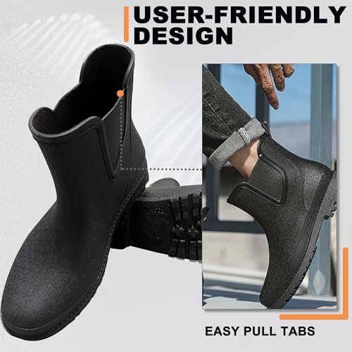 Rouhuhura Gummistiefel Herren, Regenstiefel Stiefel Wasserdicht Regenschuhe Anti-Rutsch Regenstiefel Halbhohe Gartenstiefel Gummistiefel Herren kurz (EU 45)