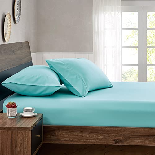 FreshCulture King Fitted Sheets, Bulk Pack of 6, Deep Pocket, Soft Microfiber Bottom Sheets for Home, Salons, Hotels, King Size Fitted Sheets Only (Spa Blue)