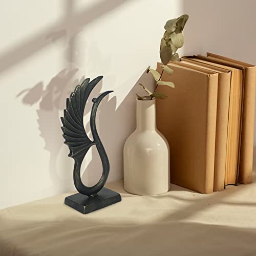 Estatua de grulla abstracta de hierro fundido para decoración miniatura 6