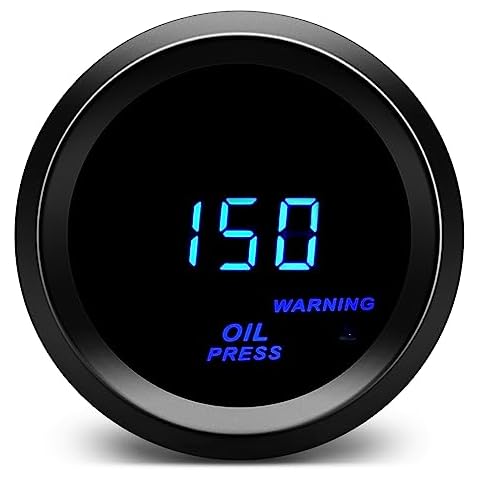 MAIMEIMI 2" 52mm Oil Pressure Gauge with Sender Kit Digital Blue LED for 12V Car AUTO (Black) Cover