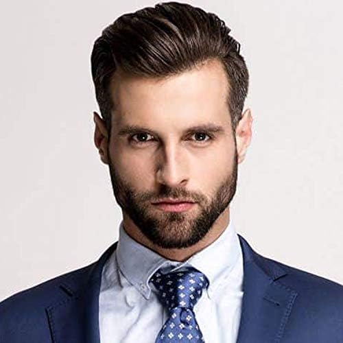Lishy Toupee for Men 6”x8” European Virgin Human Hair Replacement Systems Men’s Hairpiece Mono Lace Top with Durable PU Around Medium Light Density (6"x8", 1 Jet Black Color)